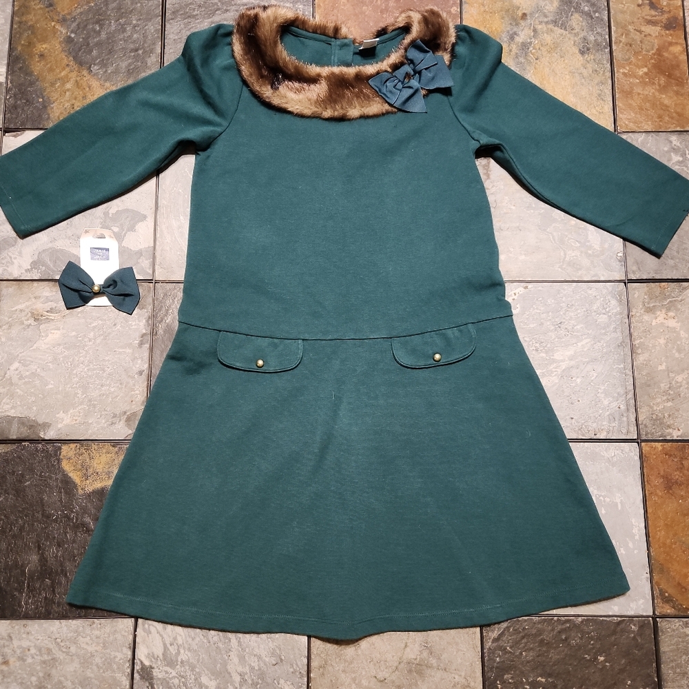 NWOT janie and jack girls Sz 12, dress w/ matching bow